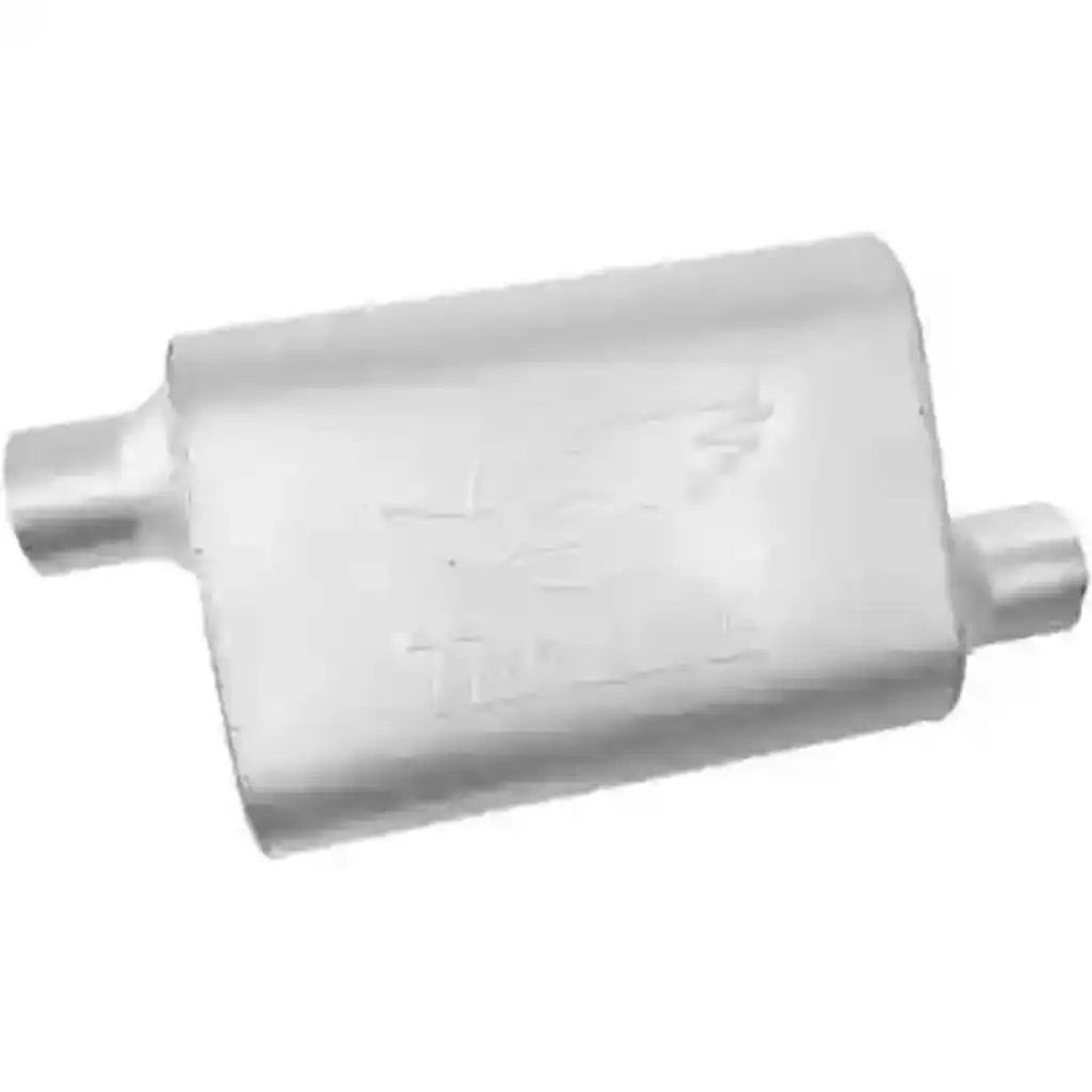 What is the inlet connection type of the muffler?