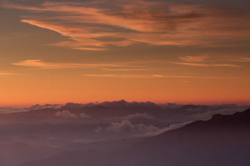 Red Sunset Over Clouds And Mountain Wall Mural Questions & Answers