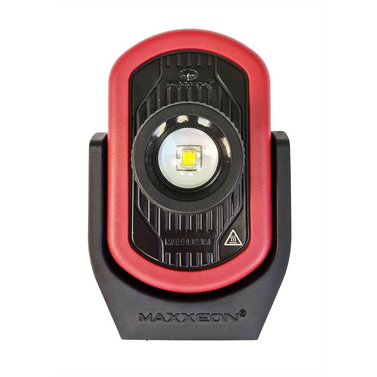 What features are included in the base of the work light?