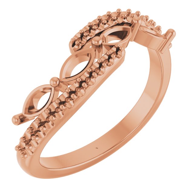 Family Bypass Ring Mounting in 18 Karat Rose Gold for Marquise Stone Questions & Answers