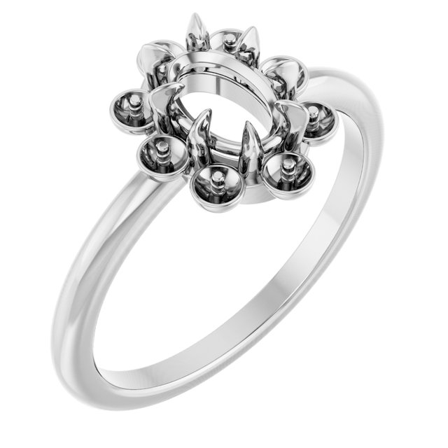 Halo Style Pearl Ring Mounting in 10 Karat White Gold for Oval Stone Questions & Answers