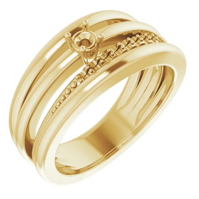 Family Ring Mounting in 18 Karat Yellow Gold for Round Stone, 10.58 grams Questions & Answers